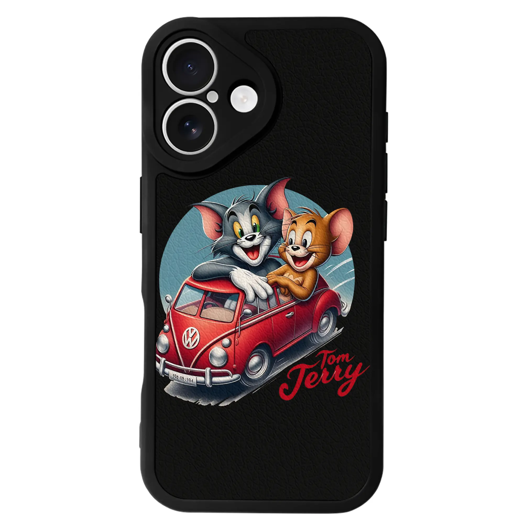 トムとジェリー グッズ トム - IPhone 16シリーズ対応 ・ シリコンスマホケース ・ レザー調 ・ 高精度フィット ・ 耐衝撃 ・ ワイヤレス充電対応 ・ 精密カット